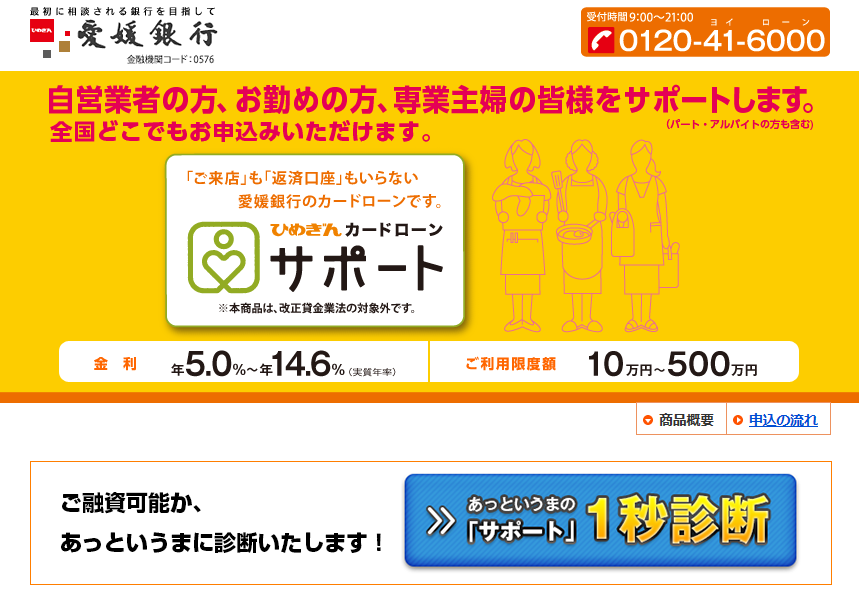 愛媛銀行「ひめぎんカードローン・サポート」